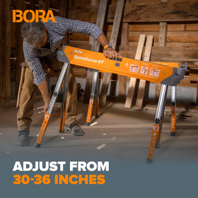 Bora Speedhorse XT legs adjust to level ground for stability on uneven sites