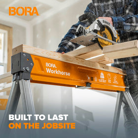 BORA Workhorse Sawhorse ready for woodworking and sanding applications.
