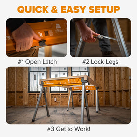 BORA Workhorse Sawhorses built-in bottle opener adds convenience after work.