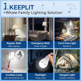BoRccdit KeepLit 48h backup bulb demonstrates long lasting power during outages