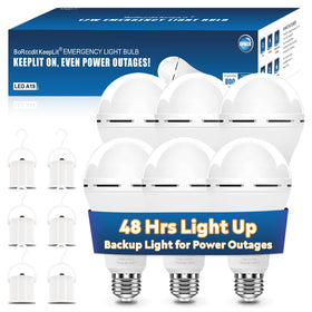 BoRccdit KeepLit six-pack emergency bulbs for dependable home lighting during outages.