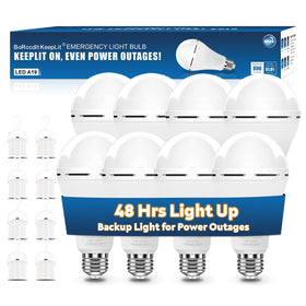 BoRccdit KeepLit 8-pack emergency bulbs shown for reliable outage lighting in any room
