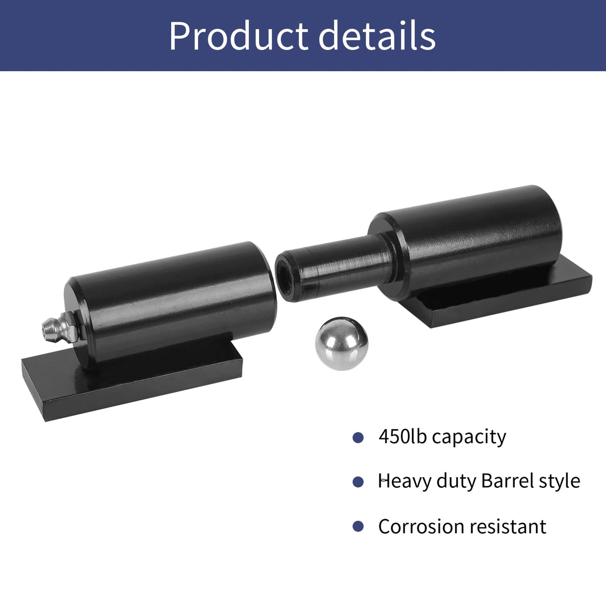 BORDERSMOVER 450lbs-per-hinge capacity image highlights sturdy support for heavy doors.