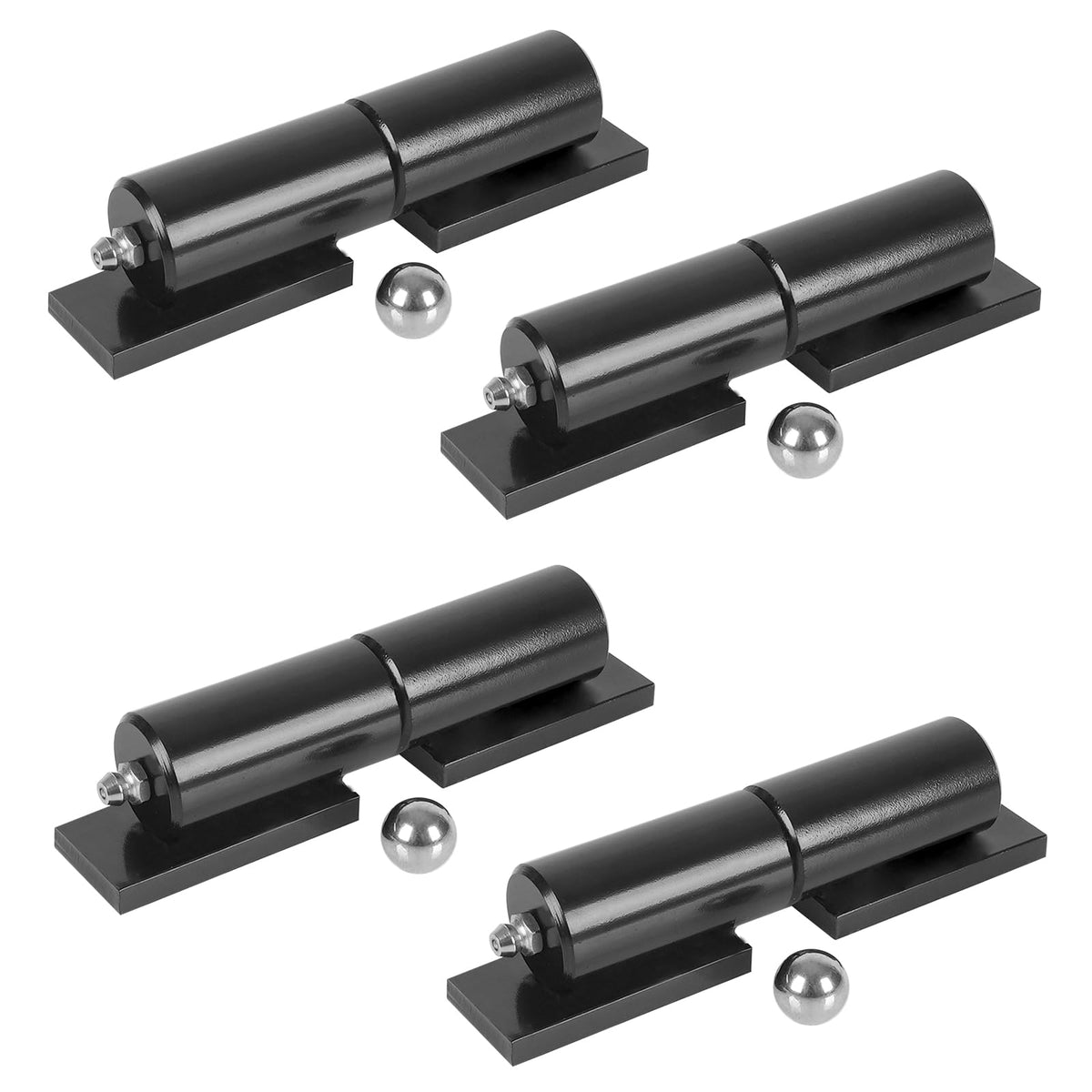 BORDERSMOVER 4-pack barrel gate hinge 5 inch shows rust-resistant, powder-coated durability for outdoor gates.