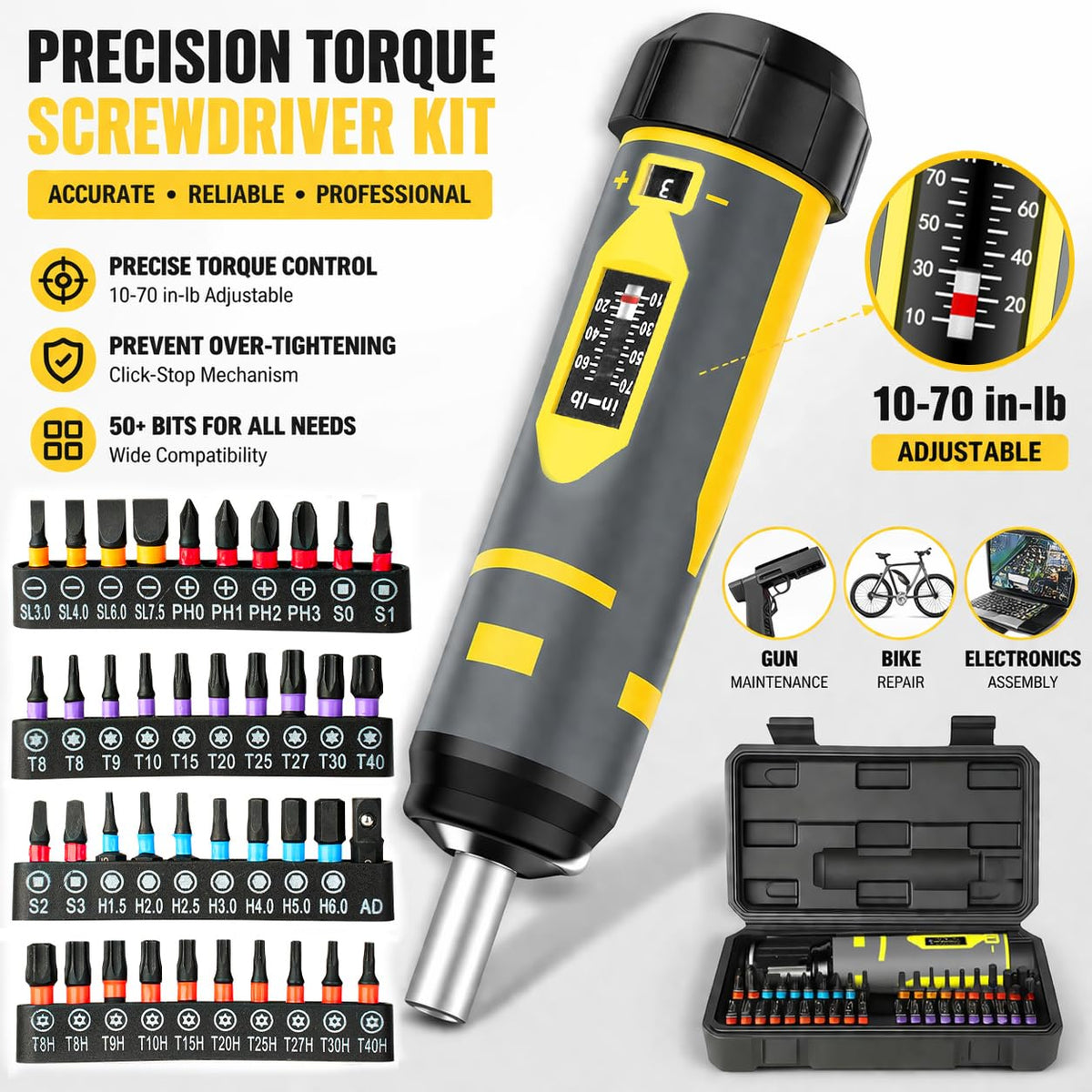Bore Baby precision wrench with 10-70 inch-pounds range for accurate tightening.