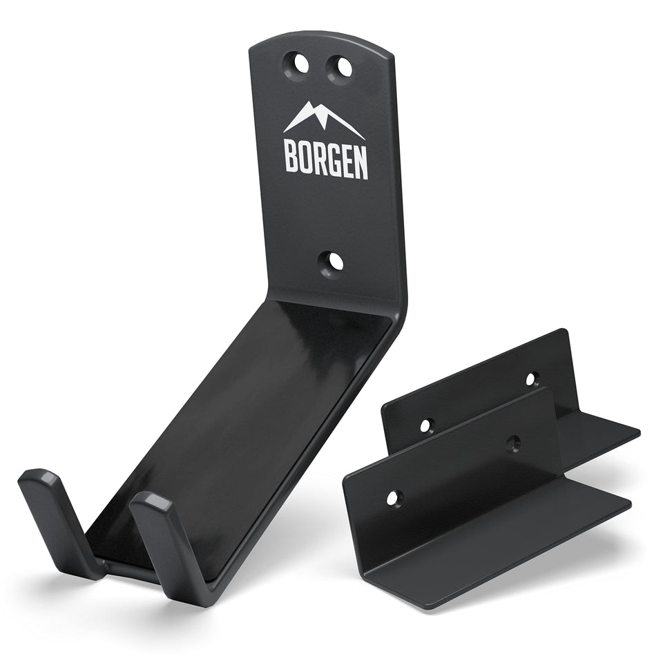 Borgen bike wall mount pedal hook securing an e-bike safely in the garage.
