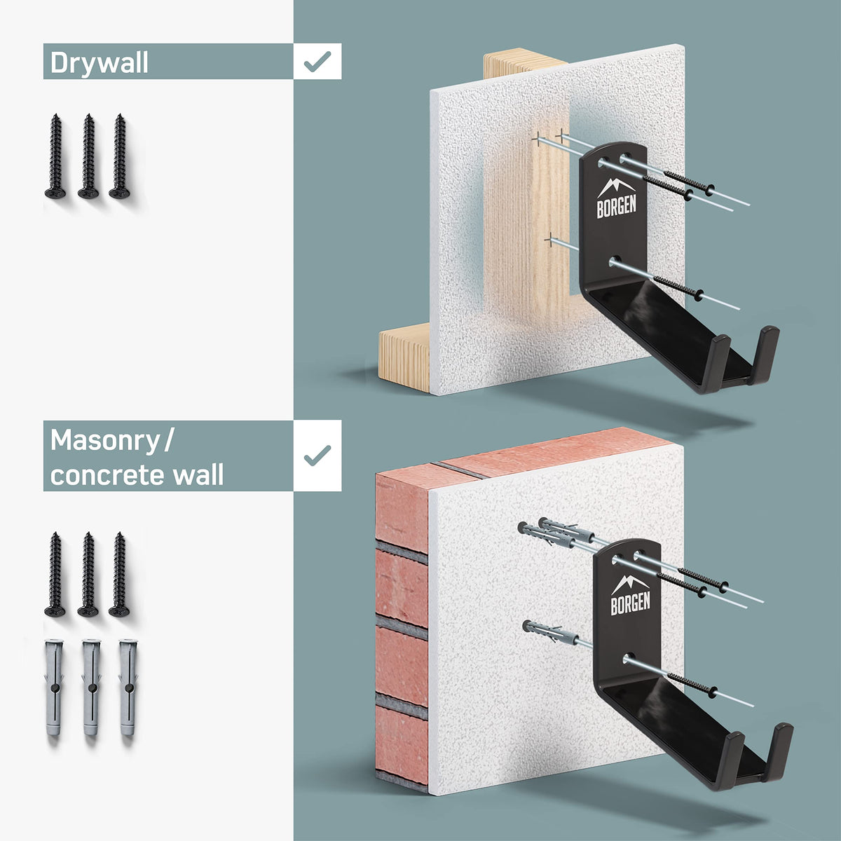Borgen pedal hook features soft rubber to protect pedals from scratches.