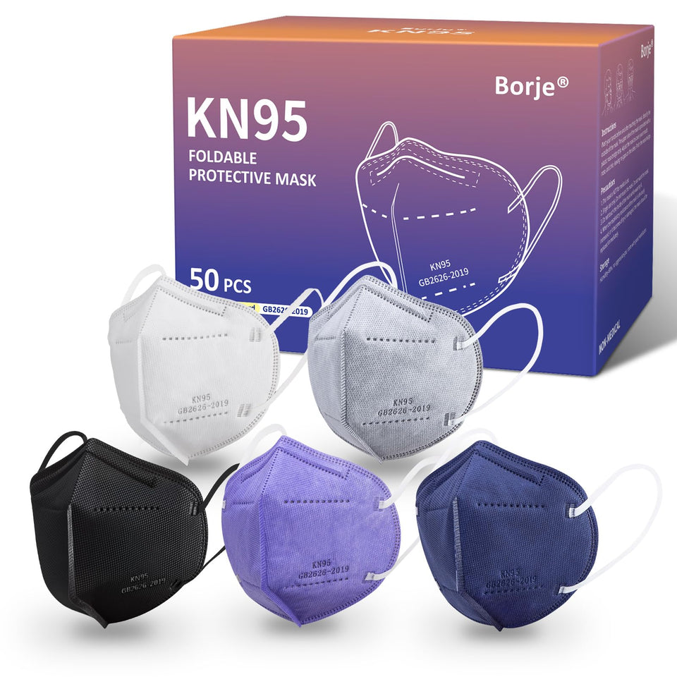 Borje KN95 masks pack front view with five colors for everyday use