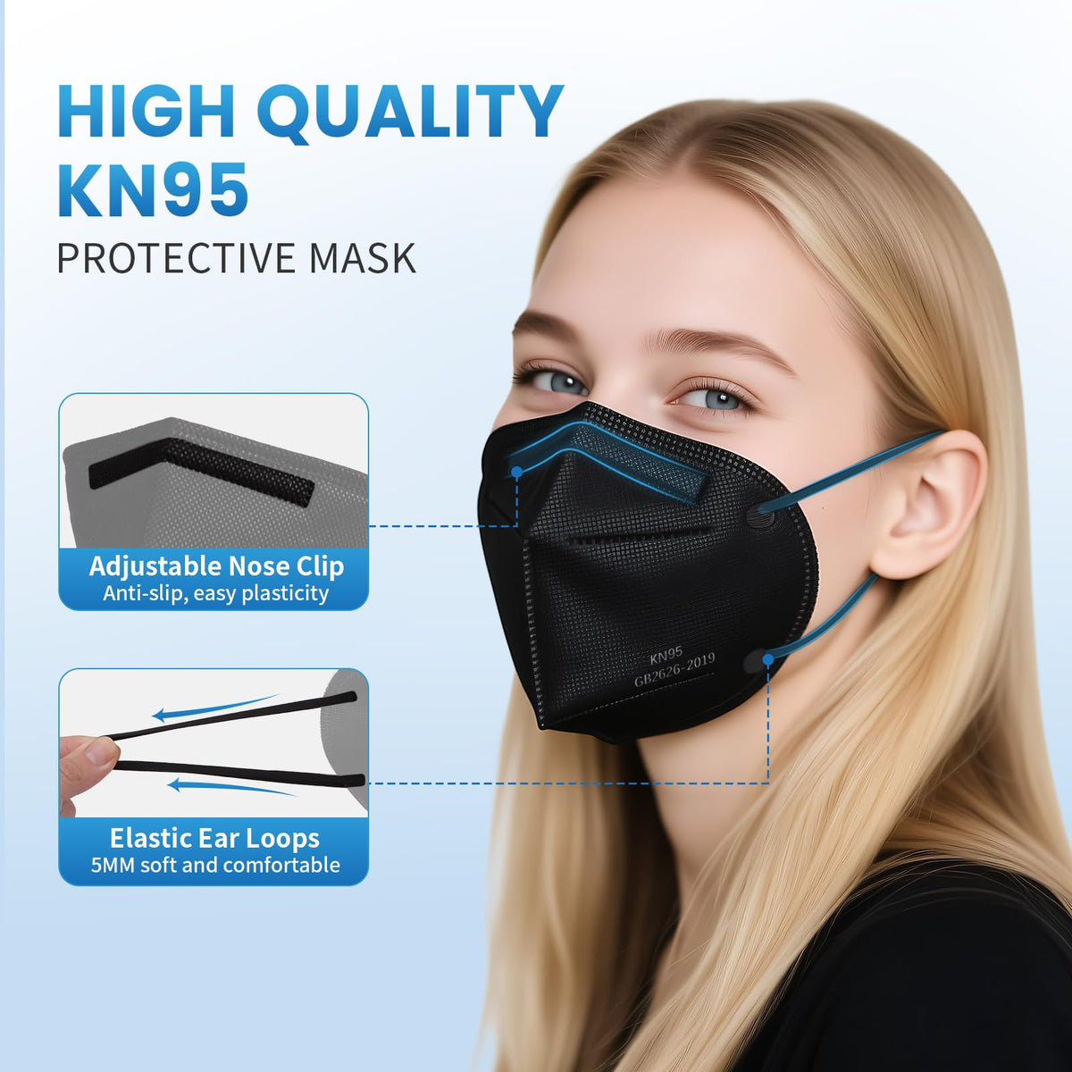 Borje KN95 inner layer absorbs moisture for breathable comfort