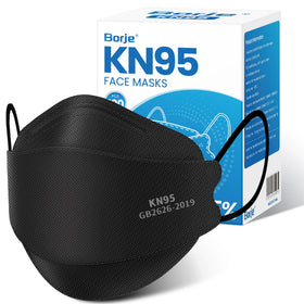 Multiple Borje KN95 masks ready for use in a pack