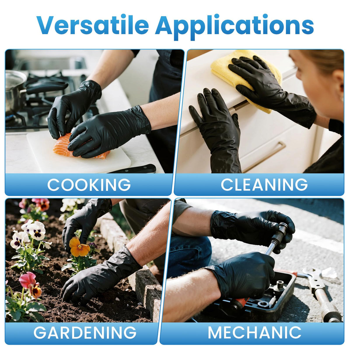 Ambidextrous Borje gloves in a 100-count pack for quick changes.