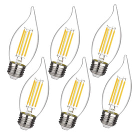 BORT C35/E26 flame-tip bulb close-up with vintage filament style for chandeliers