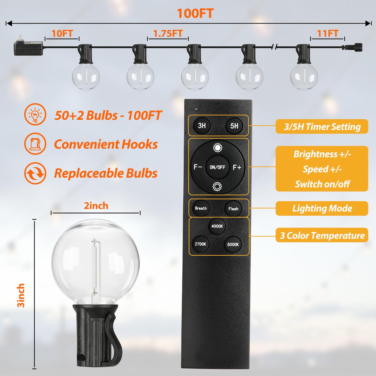 Bosceos easy-installation with cup-hook sockets simplifies hanging outdoors.