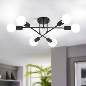 Bosceos Modern Sputnik Chandelier 6-Light dining room lighting with bold geometry.