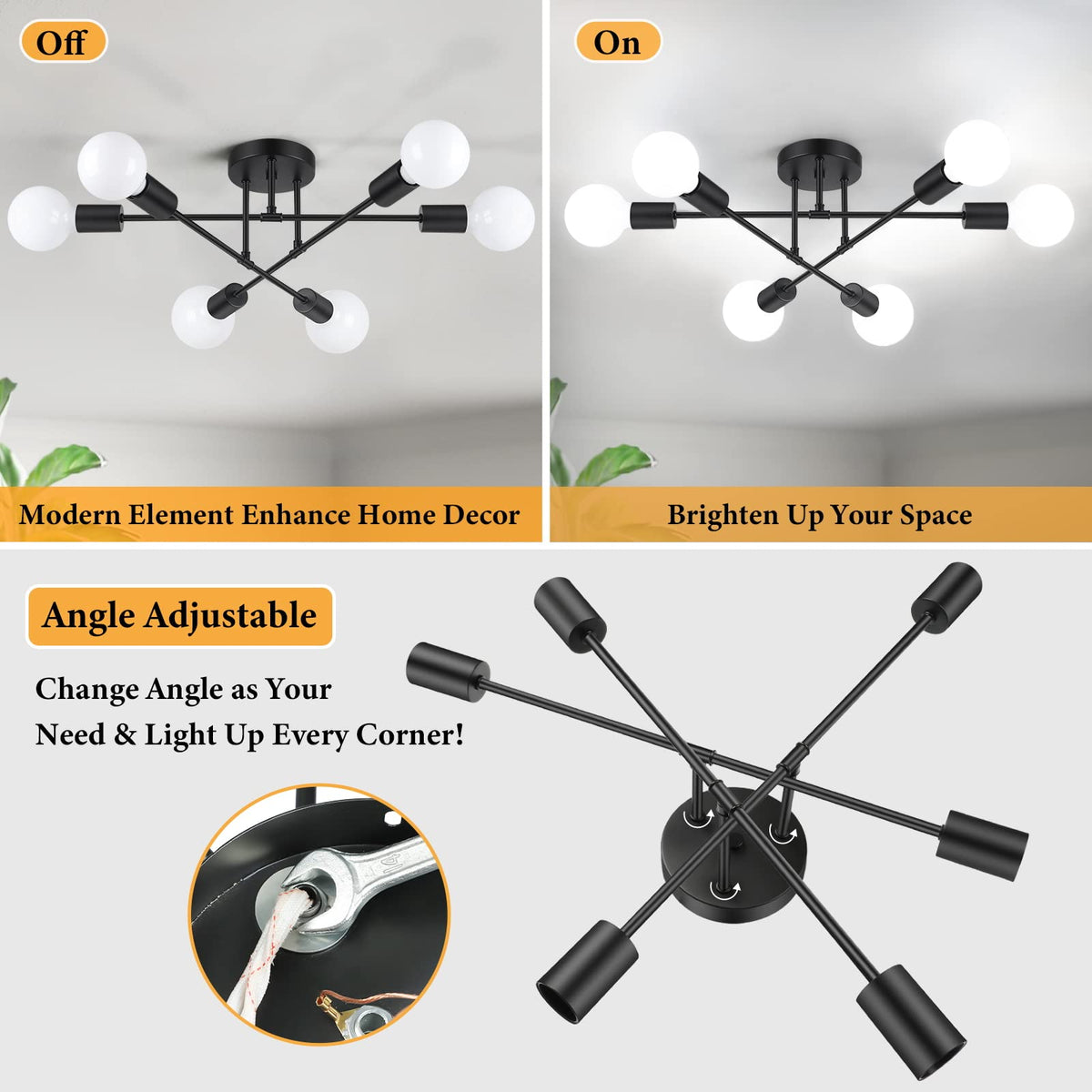 Bosceos adjustable arms let you target lighting where needed.
