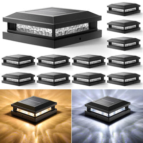 Bosceos solar post cap light on a 4x4 post with quick base fit for easy installation.