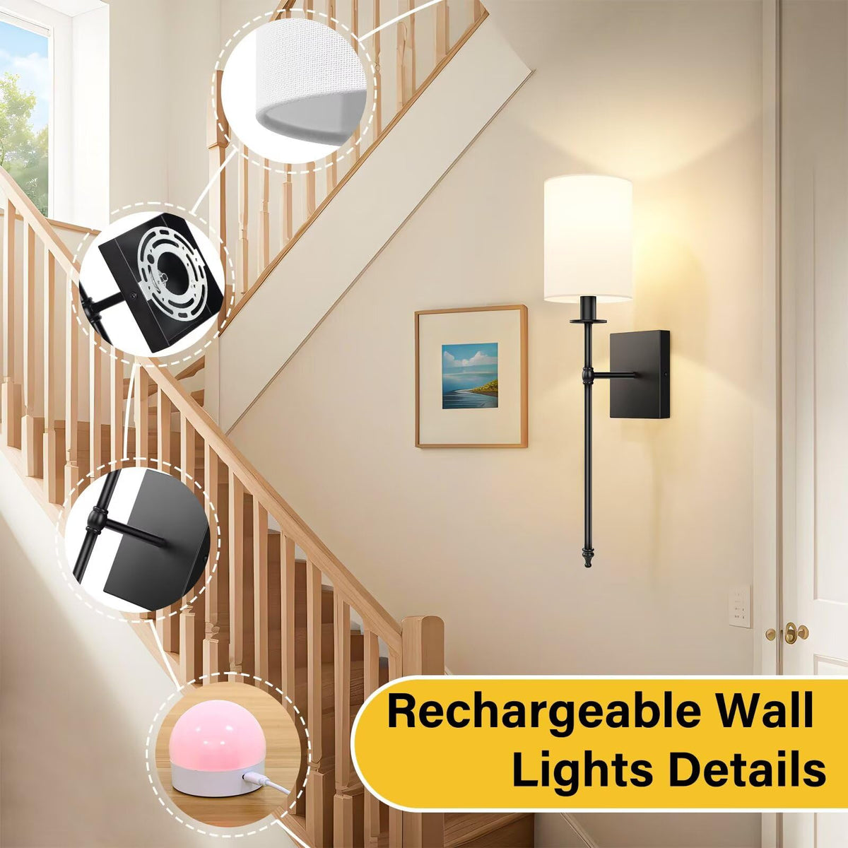 Bosceos white fabric shade creates a soft, diffused glow in indoor spaces.