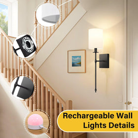 Bosceos white fabric shade creates a soft, diffused glow in indoor spaces.