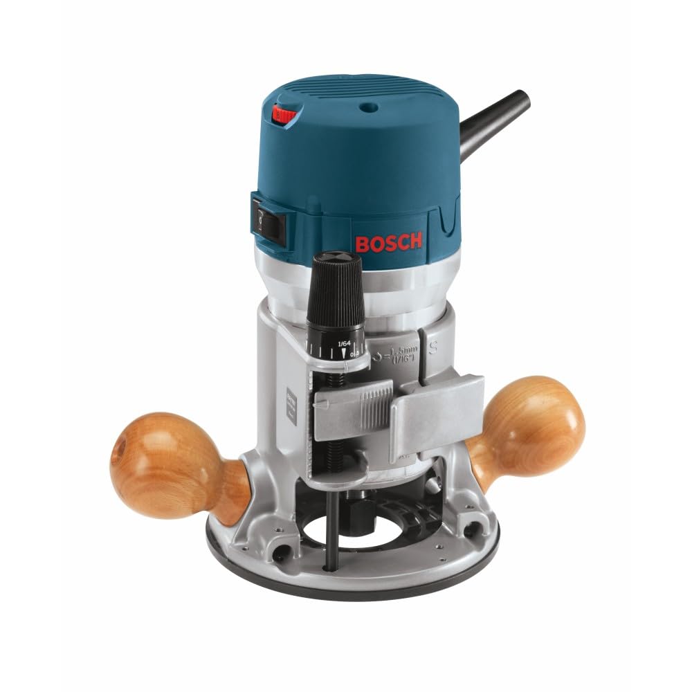 Bosch 1617EVS microfine bit-depth adjustment allows precise plunge depth control.