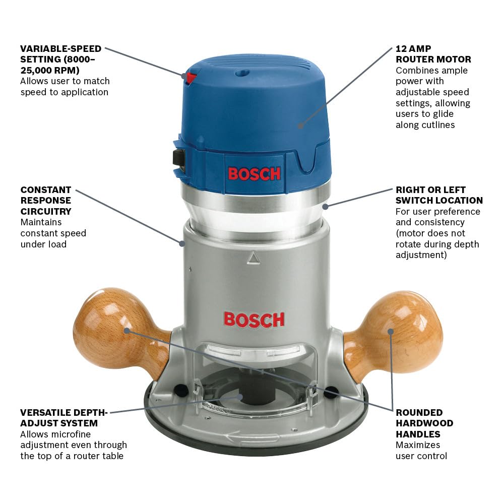 Bosch 1617EVS variable-speed dial supports controlled routing across materials.