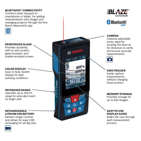 Bosch Blaze GLM400C accurate range up to 400 feet supports precise outdoor measurements