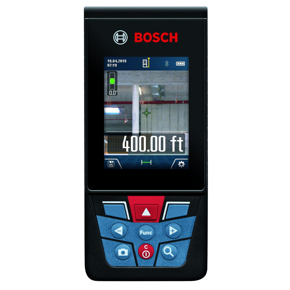 Bosch Blaze GLM400C inclinometer shows tilt for angles