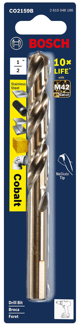Bosch CO2159B cobalt M42 alloy bit showing durability in metalwork