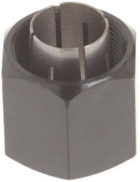 Closeup of Bosch collet chuck showing precision machining for routing