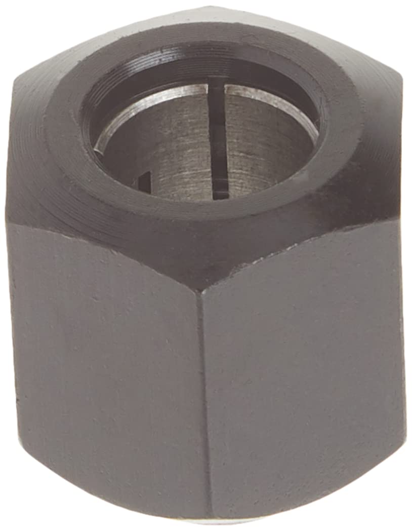 Installed Bosch collet chuck on a router demonstrates quick tool changes