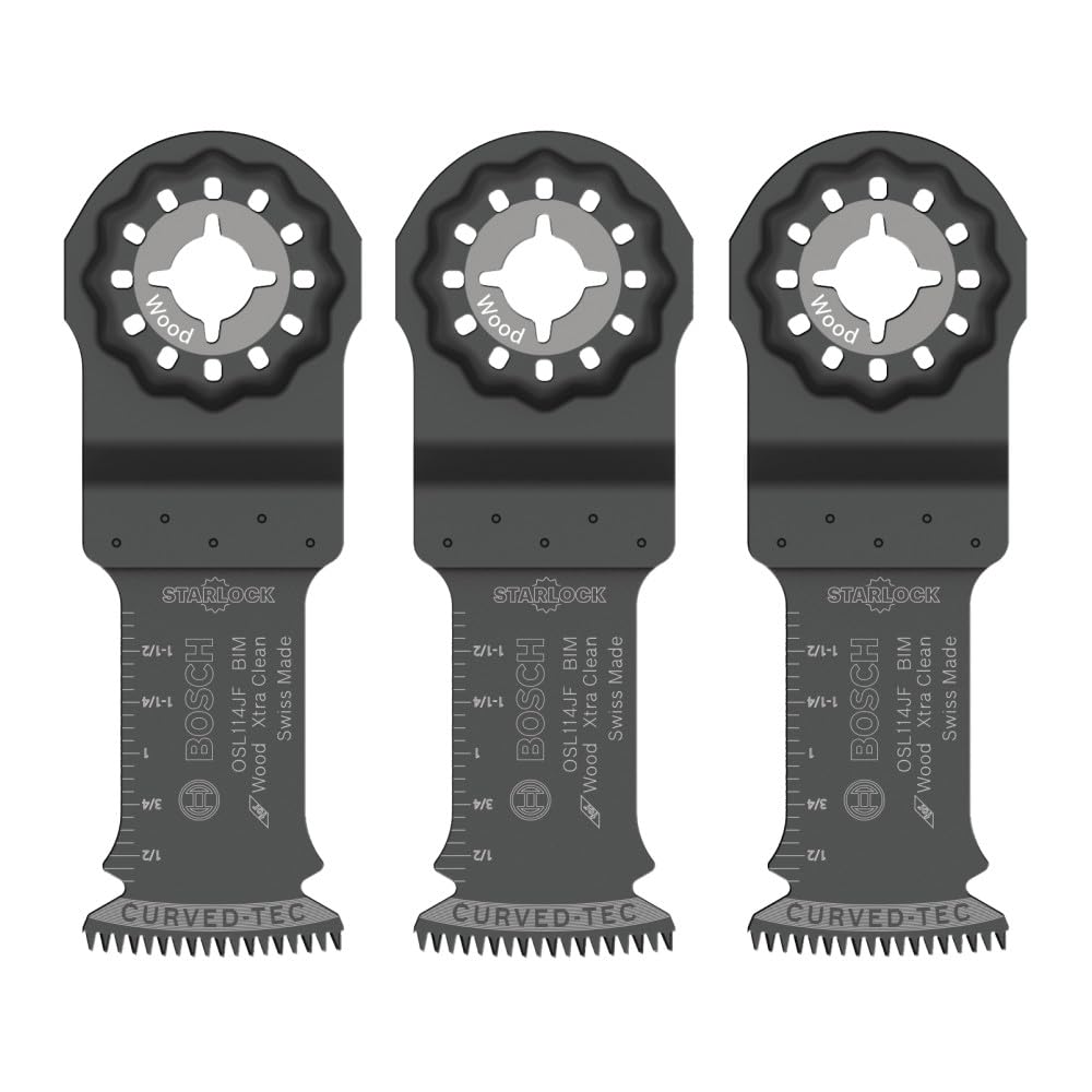 Bosch curved Tec blade design delivers smoother plunge cuts.
