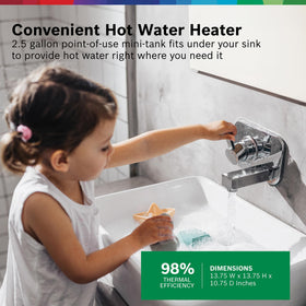 Close-up of Bosch ES2.5 glass-lined tank for durable performance.