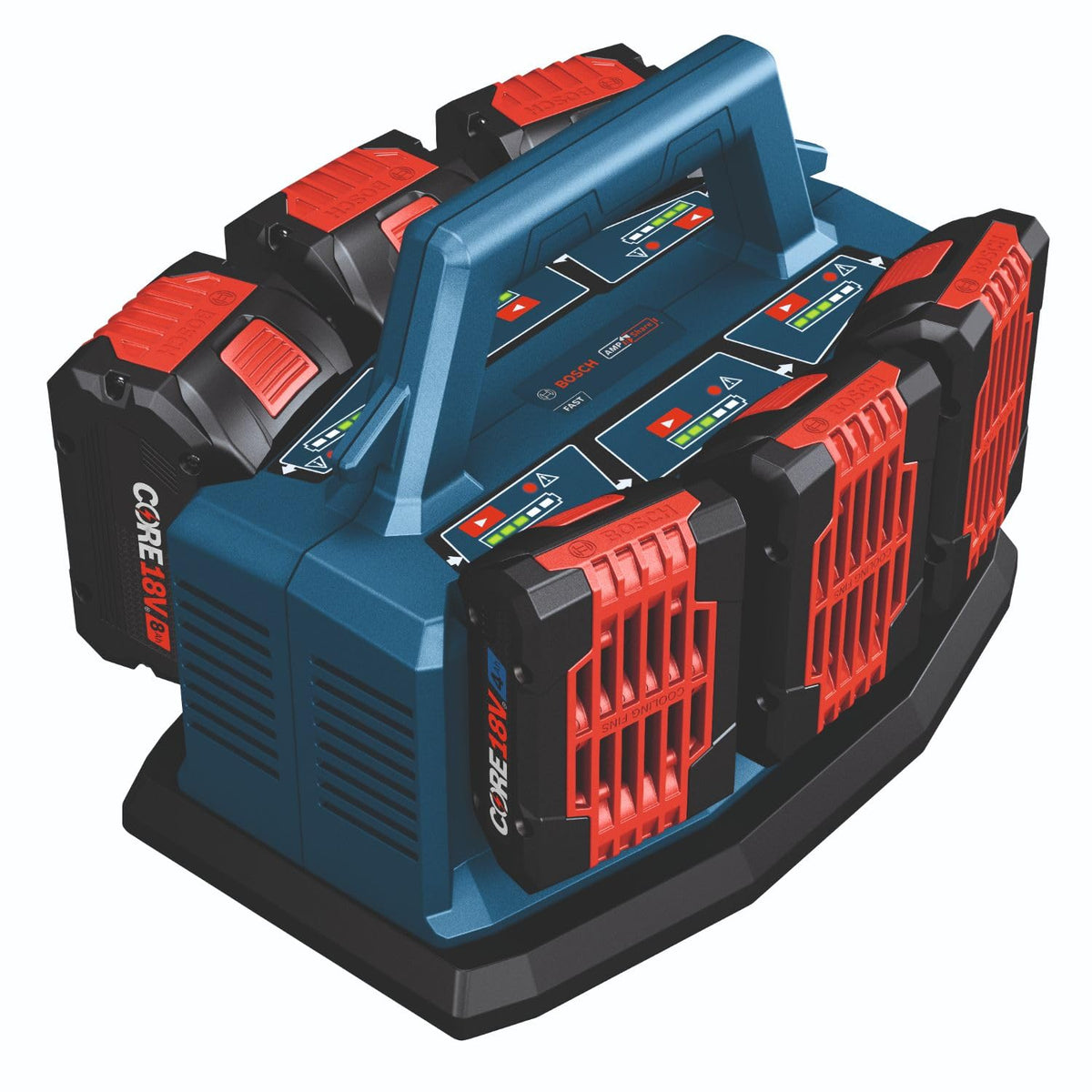 Bosch GAL18V6-80 cooling fan detail supports efficient charging under load