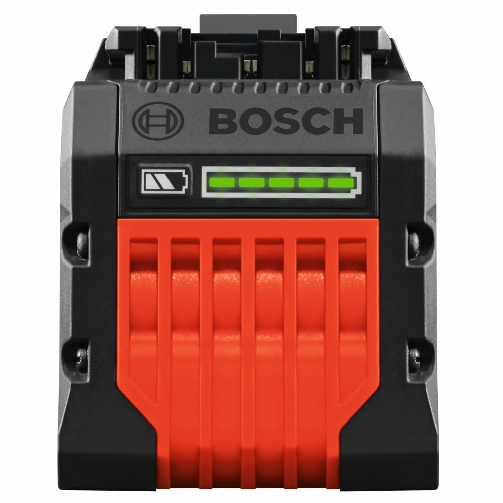 Bosch GBA18V120 charge-status indicator clearly visible for quick checks.