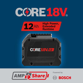 Bosch GBA18V120 power rails and flexible board reduce resistance.