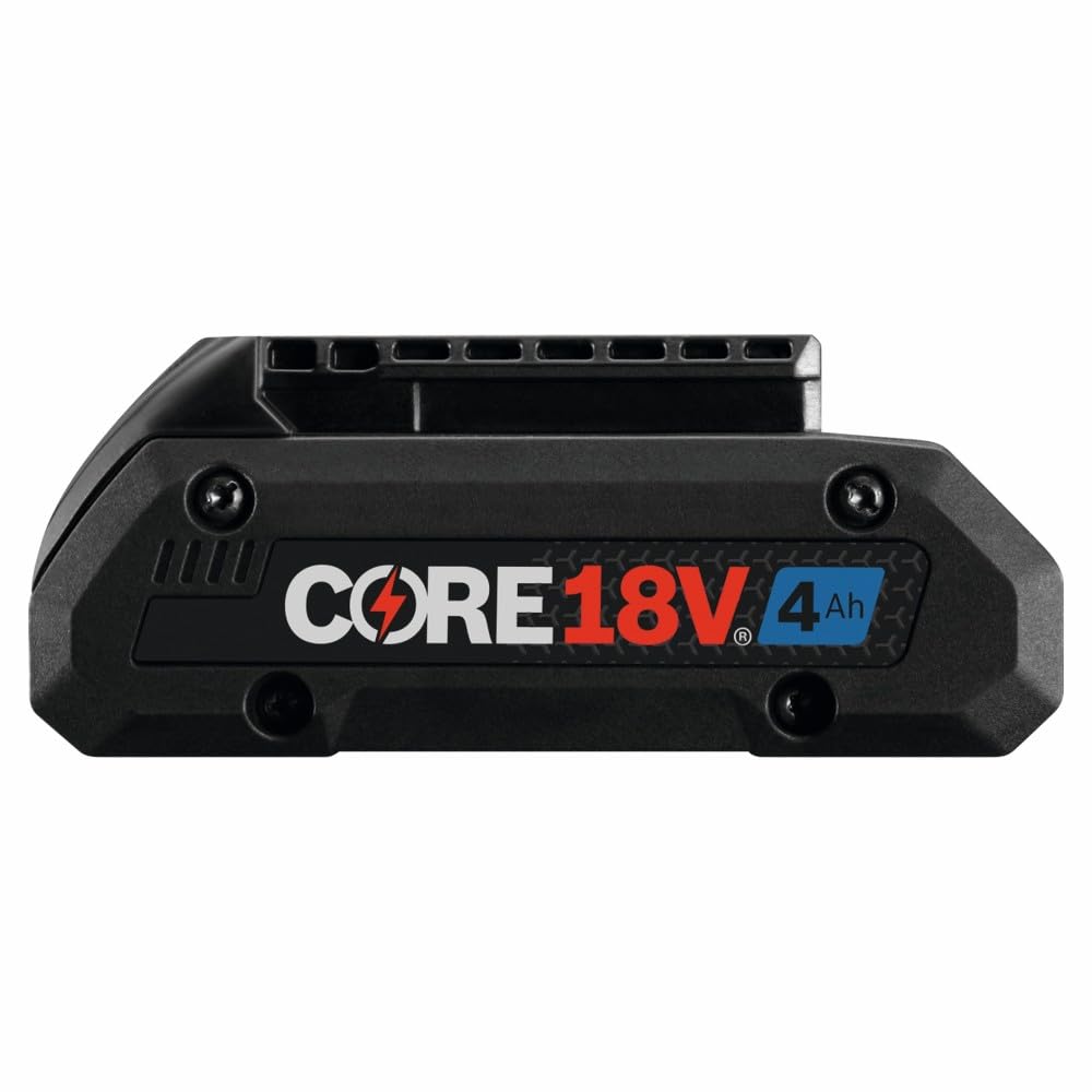 Bosch GBA18V40 high-power battery depiction demonstrates doubled runtime versus smaller packs.
