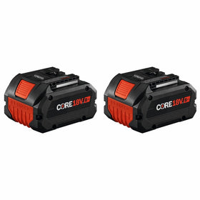 Bosch GBA18V80-2PK battery front view highlighting compact, powerful design.