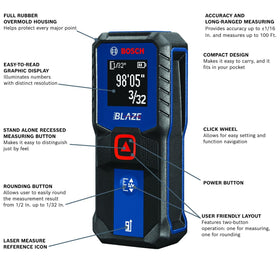 Bosch GLM100-23 Blaze backlit display for clear readings in low light