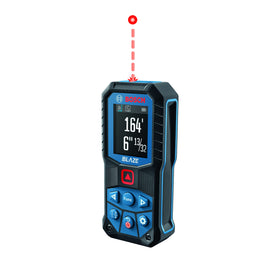 Bosch GLM165-22 Blaze laser distance measure with clear readout for quick measurements.