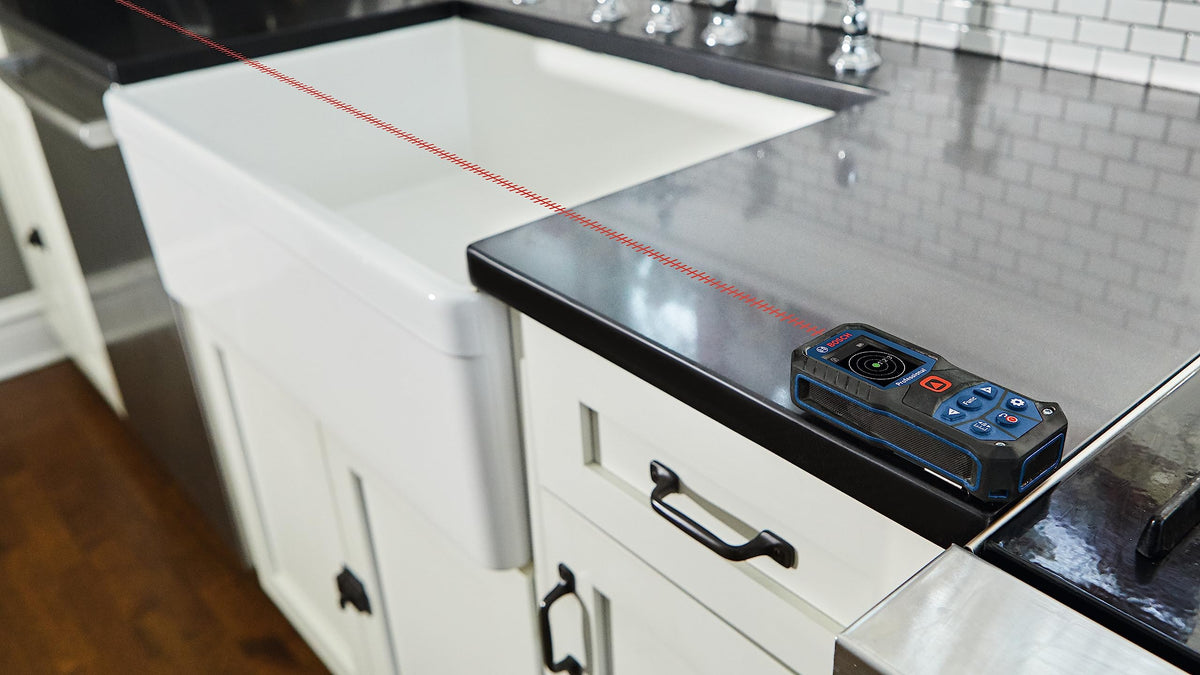 165 feet range with 1/16 inch precision on Bosch GLM165-22 Blaze for rooms and setups.