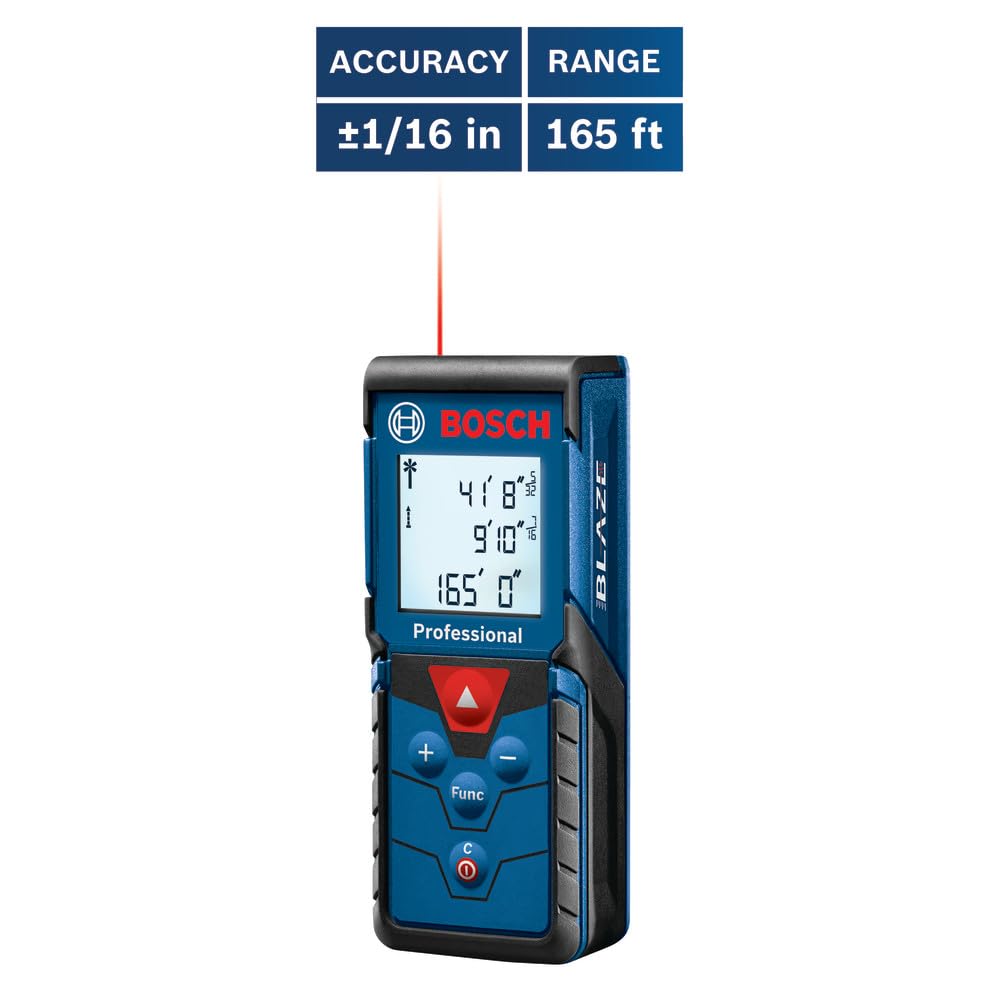Bosch GLM165-40 Blaze Pro accurate to ±1/16 inch at 165 ft.