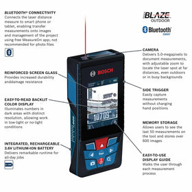 Bosch GLM400CL 400 ft range enables long-distance outdoor measurements.