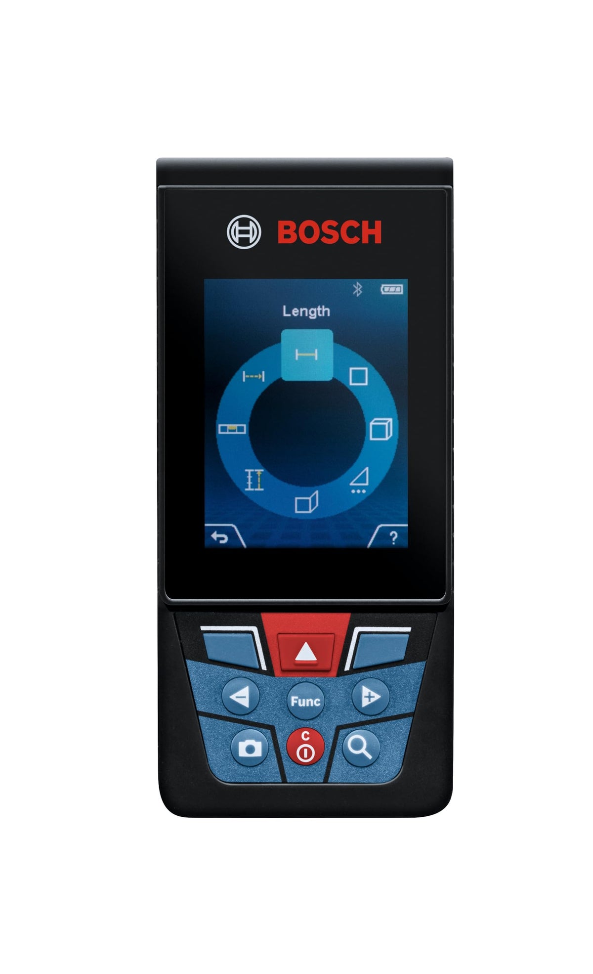 Bosch GLM400CL reinforced screen glass improves durability on job sites.