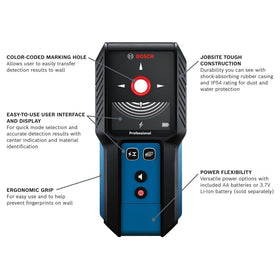 Bosch GMS120-27 display shows clear interface for quick material ID