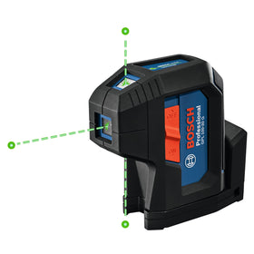 Bosch GPL100-30G green-beam laser in use for precise leveling.