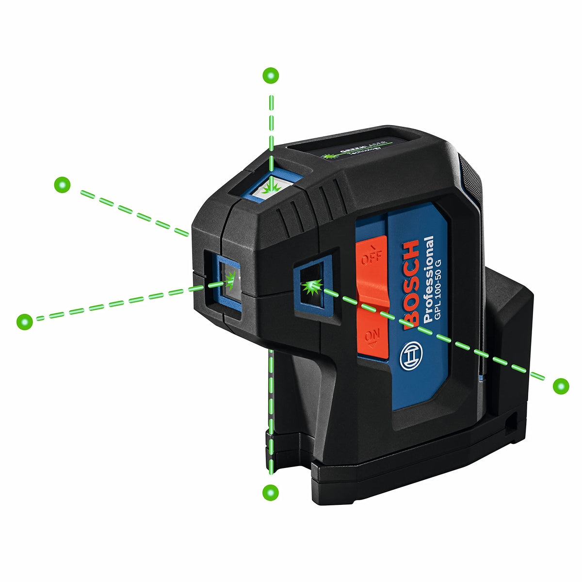 Bosch GPL100-50G green beam front view for quick setup