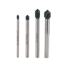 Bosch GT2000 four-piece carbide tipped glass drill set laid out for precise holes