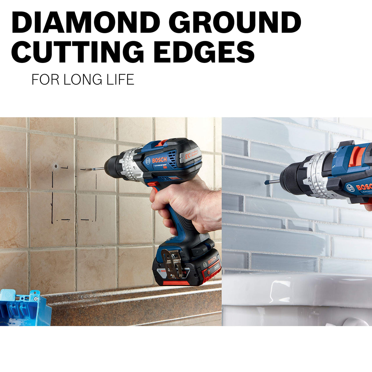 Bosch GT3000 in-use drilling glass tile projects with precision