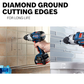 Bosch GT3000 in-use drilling glass tile projects with precision