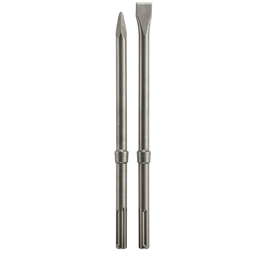 Bosch HS19R2PK SDS-Max chisel set with two chisels for faster material removal.