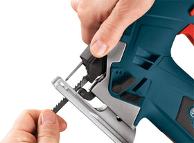 Bosch JS365 tool-less blade-change system speeds quick blade swaps.